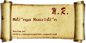 Mánya Ruszlán névjegykártya